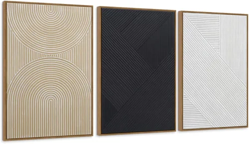 Miniatura 23 de Zessonic - Arte de pared abstracto en negro y oro - Decoración 2 piezas 16 x 24 pulgadas, lienzo en blanco y negro con lámina dorada para sala