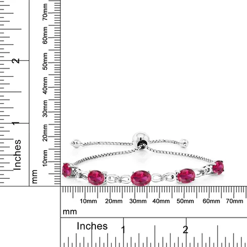 Miniatura 48 de Gem Stone King Pulsera de tenis de diamantes cultivados en laboratorio con piedra natal de 3-6 quilates para mujer, plata de ley 925, ovalada