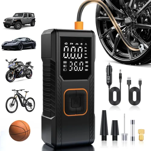 Tire Inflator Portable Air Compressor, 150PSI Cordless/12V DC Air Pump for Car Tires with Pressure Gauge, Auto Shut-Off, Faster Tire Inflator Bike