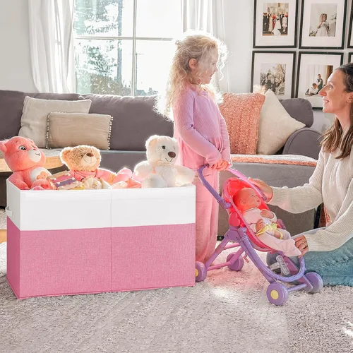 Miniatura 4 de INDRESSME Caja de almacenamiento grande de juguetes de 25 x 13 x 16 pulgadas con tapa, organizador de almacenamiento plegable para juguetes de bebé