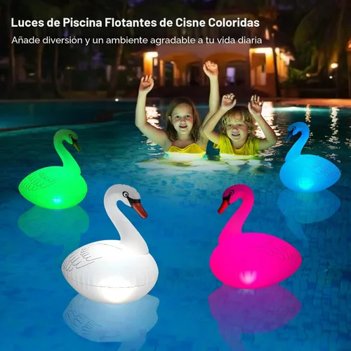 Miniatura 2 de Goallim Luces solares flotantes para piscina, paquete de 2 unidades, luces inflables impermeables de cisne, luces LED que brillan en la oscuridad