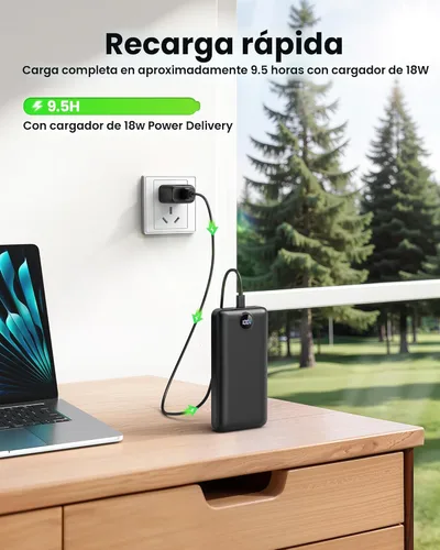 Miniatura 5 de Cargador portátil Banco de energía 50000mAh 22.5W Carga rápida USB C Batería externa Cargador de teléfono con pantalla digital 3 salidas y 2