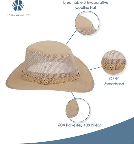 Miniatura 4 de Dorfman Pacific Co. sombrero absorbente con lados de malla para hombre, LXL, Natural
