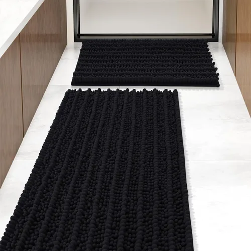 Miniatura 24 de Arotive Juego de 2 alfombras de baño de felpilla de lujo, extra suaves, absorbentes, peludas y alfombras de baño de contorno en forma de U
