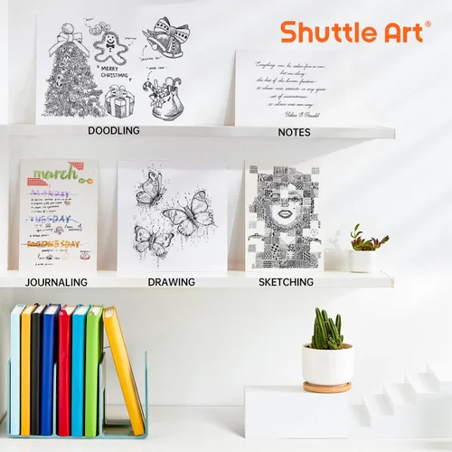 Miniatura 6 de Shuttle Art Paquete de suministros escolares y de trabajo, paquete de 11 bolígrafos de tinta de gel suave en tinta negra, punta de 0.020 in +