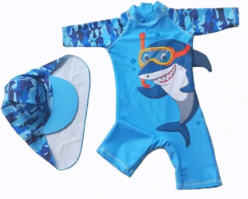 Miniatura 5 de Traje de baño de una pieza con cremallera y sombrero, traje de baño de surf para niños pequeños