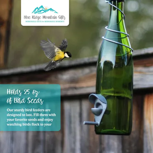 Miniatura 4 de Blue Ridge Mountain - Comedero para pájaros para botella de vino, decoración de patio, comedero de pinzones, decoración de jardín para exteriores