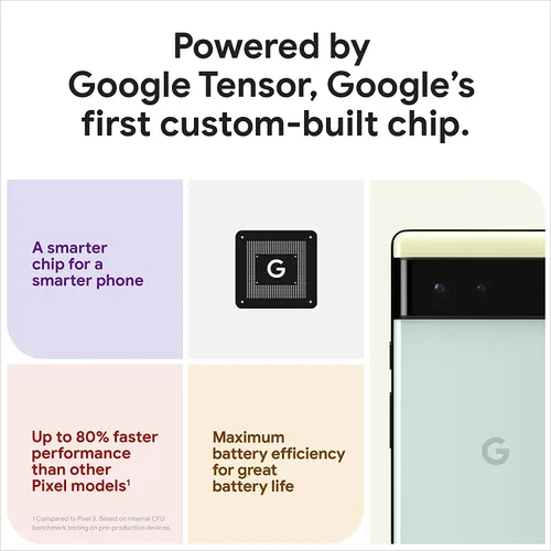 Miniatura 2 de Google Pixel 6 - Teléfono Android 5G, teléfono inteligente desbloqueado con lente ancha y ultraancha, 128 GB, color negro tormentoso