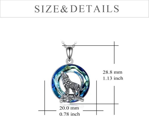 Miniatura 4 de YFN Collar de lobo para hombres y mujeres, plata de ley, ópalo luna, lobo joyería de cumpleaños para amantes del lobo de 18 + 2 pulgadas, Plata