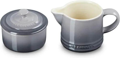 Le Creuset Stoneware Signature - Juego de crema y azúcar, Oyster Ostra