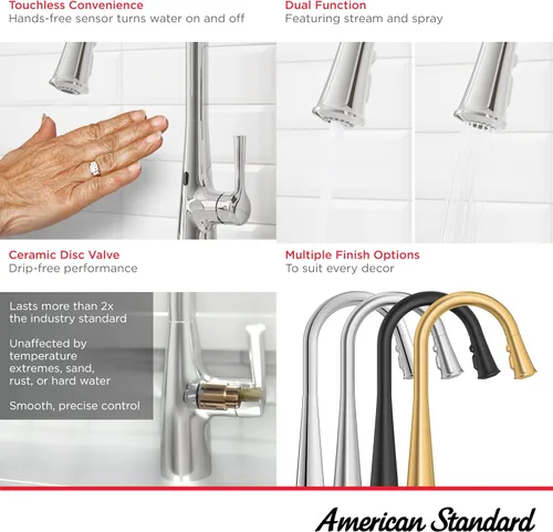 Miniatura 3 de American Standard 7441300.GN0 Southport Grifo de cocina desplegable con pulverizador, 1.8 GPM, grifos de cocina con pulverizador extraíble, oro Oro