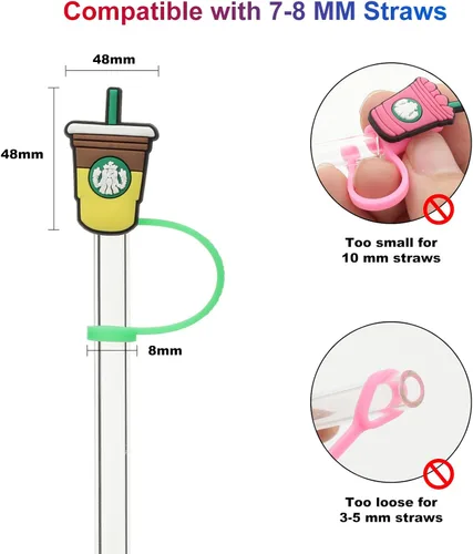 Miniatura 5 de KEUYE Funda para popote compatible con la taza de Starbucks, 7 fundas reutilizables para popotes, tapa de popote a prueba de salpicaduras, tapa