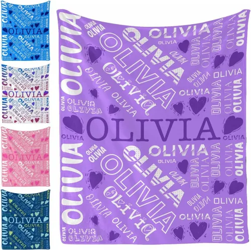 Miniatura 10 de Manta personalizada, 20 colores para niño y niña, manta con nombre personalizado para niños y adultos, manta de Navidad para niños y niñas
