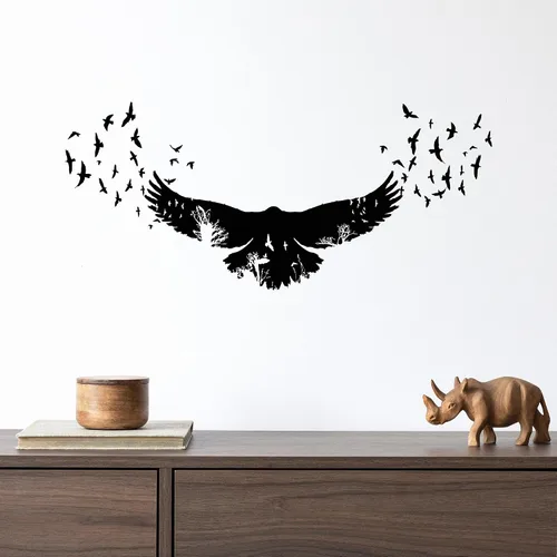 Miniatura 2 de Vinilo adhesivo para pared, diseño de pájaros de cuervo, estilo gótico, árboles, animales, naturaleza, decoración grande (1336ig), color negro, L