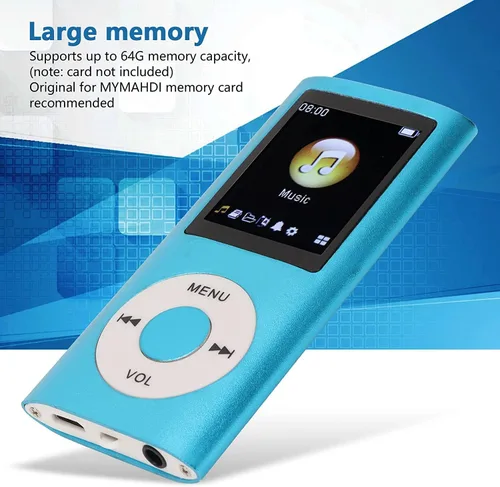 Miniatura 8 de Reproductor de MP3, reproductor de música MP3 portátil sin pérdidas delgado con auriculares, pantalla LCD de 1.8 pulgadas, reproductor de música