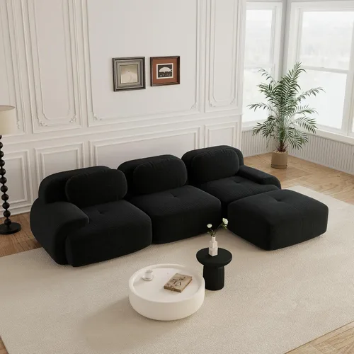 Miniatura 33 de Sofás modulares sin hueso de 152.8 pulgadas para sala de estar, sofá modular con diván en forma de L, cómodo asiento profundo tapizado de tela