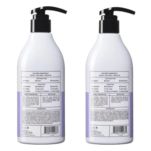 Miniatura 6 de Herbalosophy Juego de champú y acondicionador de biotina y colágeno, engrosamiento del crecimiento del cabello, reparador y seco, juego de cabello