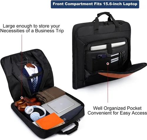 Miniatura 3 de Bolsa de ropa para viajes, bolsa grande de traje para hombre, hasta 3 trajes, bolsas de ropa para viajes de negocios, maleta colgante 2 en 1