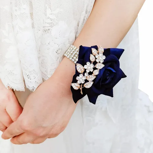 Miniatura 7 de YIFUwedding - Ramo de gota de agua para novia, color rojo vino, azul marino, propuesta de joyería de lujo, para dama de honor, novio, ramillete