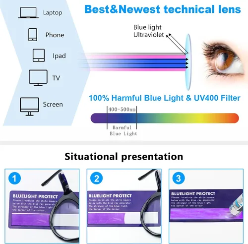 Miniatura 6 de REAVEE Paquete de 3 lentes de lectura de ojo de gato de gran tamaño para mujeres y hombres, marco grueso, bloqueo de luz azul, lentes elegantes