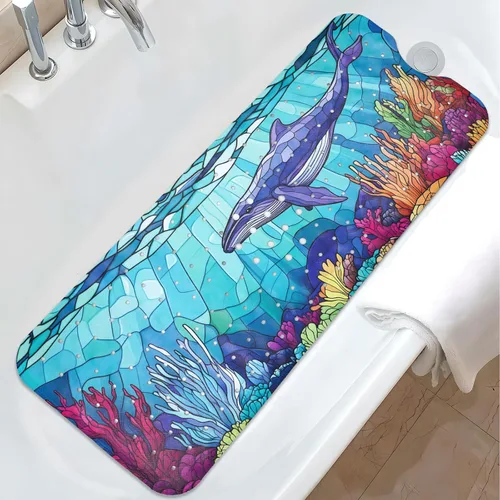 Miniatura 22 de Tapete de baño de sirena antideslizante, bonito tapete de baño de goma para bañera, tapete de baño para niños y niñas pequeñas, tapete de ducha