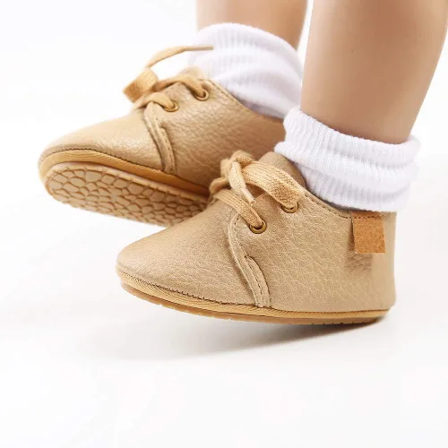 Miniatura 3 de SOFMUO Zapatos deportivos de cuero con cordones para bebés, niños y niñas, suela de goma suave, mocasines Oxford para recién nacidos
