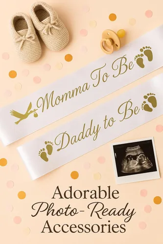 Miniatura 6 de Brosash Daddy To Be & Mommy To Be - Banda rosa con letras doradas para niña, baby shower, decoración de revelación de género de princesa