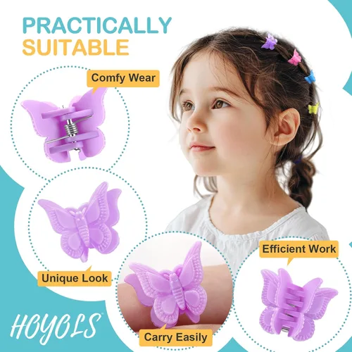 Miniatura 3 de HOYOLS Mini pinzas para el cabello de mariposa, pinzas pequeñas Y2K para mujeres y adolescentes, bonitos accesorios de cabello de los años 90
