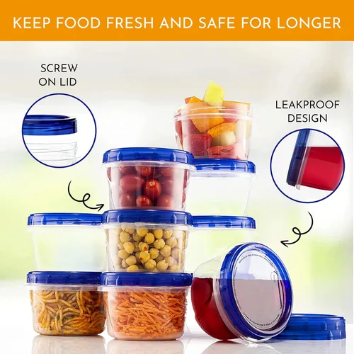 Miniatura 5 de AQUA BLUE Recipientes de almacenamiento para congelador de sopa con tapas superiores giratorias [16 onzas – paquete de 10 unidades] Recipiente