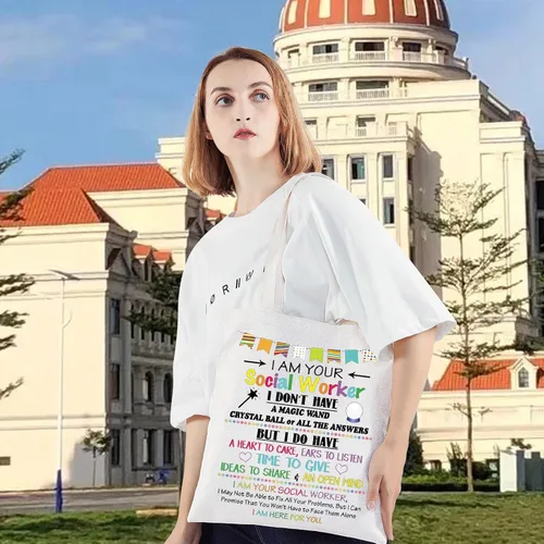 Miniatura 5 de LEVLO Trabajador Social Lona Tote Bag Apreciación Regalo Para Trabajadores Sociales Empleado Voluntario Bolsa de Compras