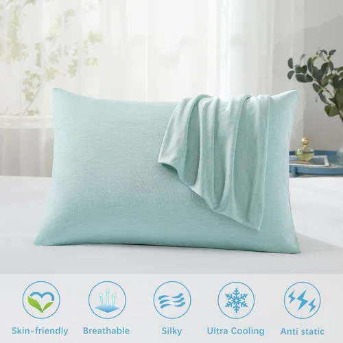 Miniatura 2 de LUXEAR Fundas de almohada refrescantes tamaño King, paquete de 2 fundas de almohada Arc-Chill Cool con diseño de doble cara [Refrescante y algodón]