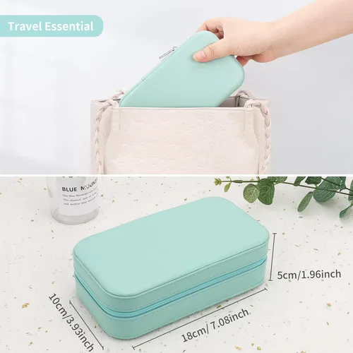 Miniatura 6 de DesignSter Joyero de viaje, estuche portátil de piel sintética, pequeñas cajas de joyería para regalos, organizador de joyas de viaje para mujeres