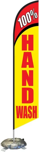 Kit de poste de bandera de plumas Swooper 100% lavado a mano con base cruzada y rosquilla de peso, cartel publicitario para lavado de autos al aire