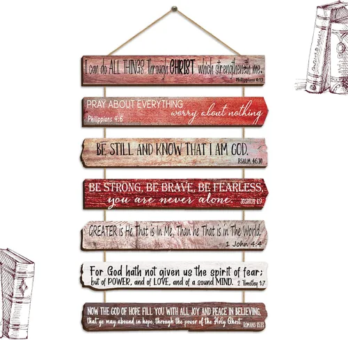 Miniatura 12 de Yookeer Regalos de arte cristiano de pared para mujeres y hombres, versículos bíblicos de madera inspiradores de 7 niveles, decoración de pared