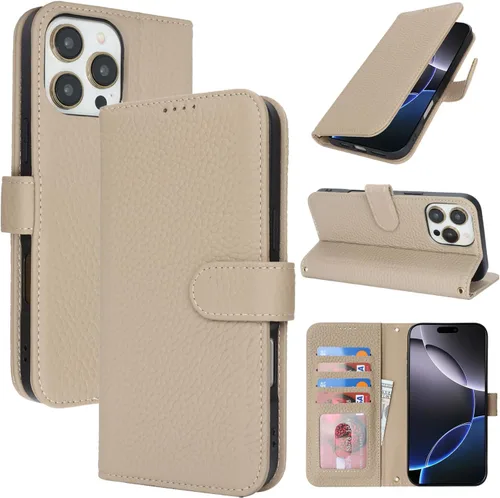 Miniatura 54 de Zouzt Funda para iPhone 11 de 6.1 pulgadas de piel auténtica con 4 ranuras para tarjetas, tarjetero con bloqueo RFID, tapa magnética, función atril