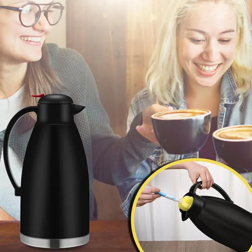 Miniatura 6 de Nuogo 2 jarras térmicas de café de 102 onzas con aislamiento de acero inoxidable de doble pared al vacío, jarra de café con cepillo para uso en casa
