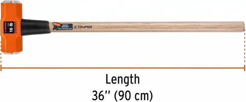 Miniatura 3 de Truper Martillo octogonal de 16 libras, cabeza de acero forjado, mango de madera de nogal americano de 36 pulgadas, herramienta de demolición