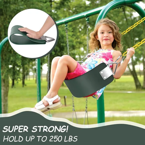 Miniatura 2 de Asiento de columpio AGPTEK, columpio de jardín de 30 x 6 x 0.27 pulgadas para niños y adultos con anillo de triángulo de metal - Verde