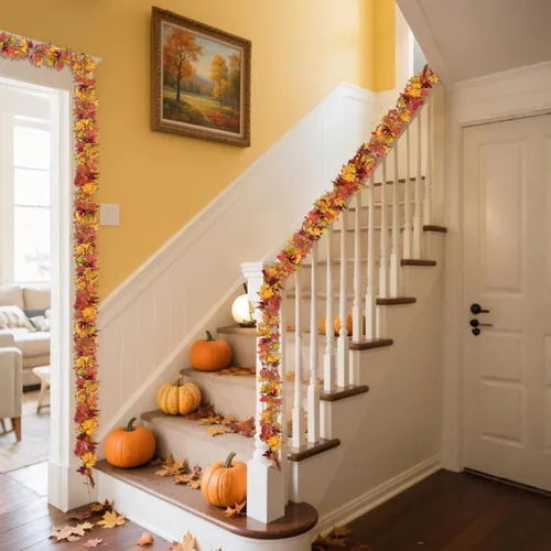 Miniatura 3 de Guirnalda de hojas de arce de otoño de 11.6 pies (2 x 5.8 pies), decoración de hojas artificiales de Acción de Gracias para árbol, mesa de repisa