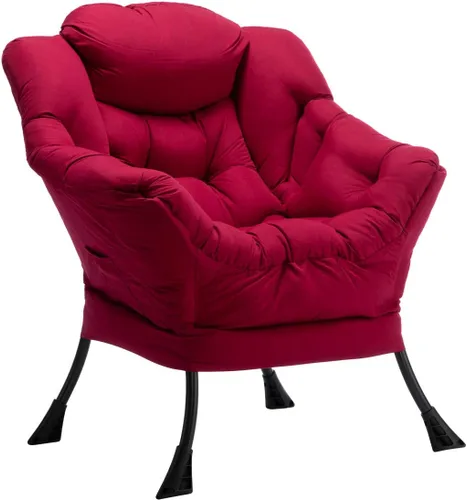 Miniatura 37 de HollyHOME - Silla perezosa con reposabrazos y bolsillo lateral, cómoda silla de sala de acento, sofá de ocio para sala de estar, recámara