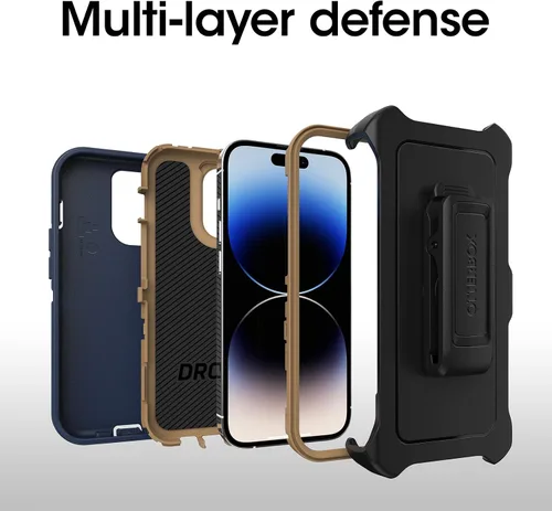 Miniatura 3 de OtterBox Funda para iPhone 14 Pro (solamente) Defender Series - Zapatos de gamuza azul (azul), resistente y duradero, con protección de puerto, Azul