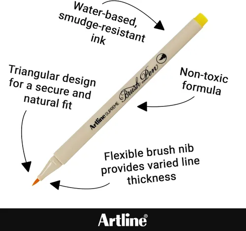 Miniatura 3 de Artline SUPREME - Bolígrafos de pincel Certificado AP seguro para niños Tinta resistente a la desenfoque EPFS-F Punta de pincel flexible que