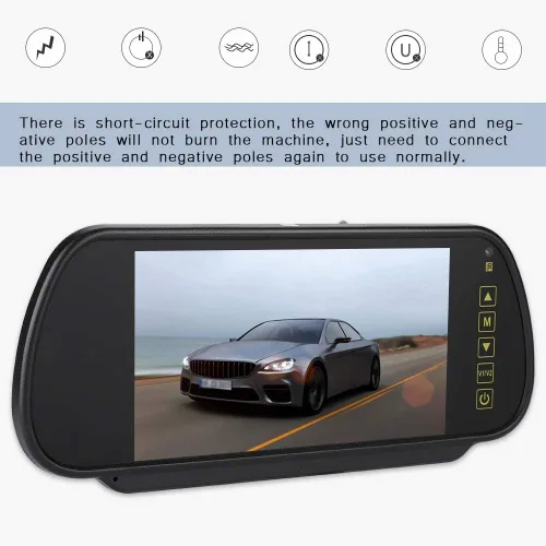 Miniatura 2 de 7 pulgadas espejo retrovisor auto atenuación monitor reemplazo cámara de visión trasera con soporte universal para coches y camiones