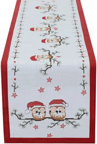 Miniatura 4 de Caminos de mesa bordados con búho navideño (14 x 54 pulgadas)