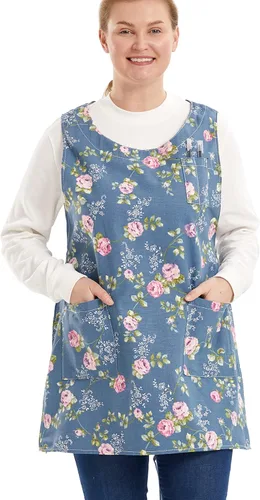 Miniatura 7 de Delantales de talla grande para mujer con bolsillos, delantales de algodón y lino, delantales para hornear, cocina, cocina