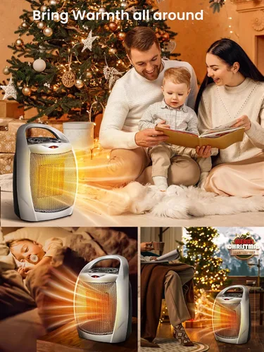 Miniatura 8 de Electactic - Calentador de espacio portátil de cerámica con termostato, ventilador de 1500 W para interiores con protección contra