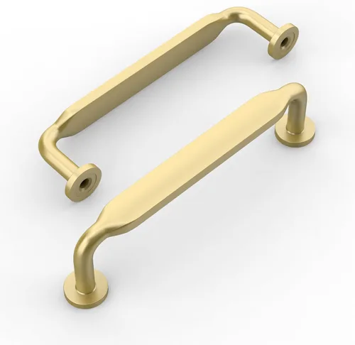 Miniatura 2 de Amerdeco Paquete de 10 Tiradores de Gabinete Dorado Cepillado 3 Pulgadas (76mm) Centros de Agujeros Manijas de Gabinete de Cocina Aleación de Zinc