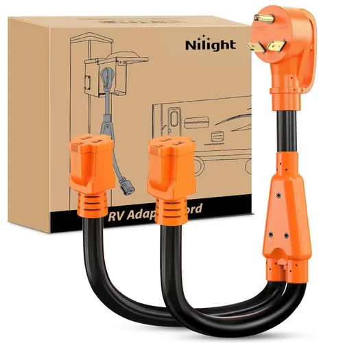 Miniatura 37 de Nilight - 50033R Adaptador de enchufe RV de 18 pulgadas, 50 amperios a 30 amperios, adaptador eléctrico de Dogbone de alta resistencia con mango 115G