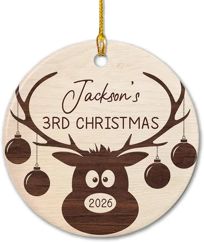 Miniatura 23 de Adornos de cerámica personalizados con texto en inglés «My First Christmas», bonito adorno de Navidad de gato para bebés, niños, primer recuerdo
