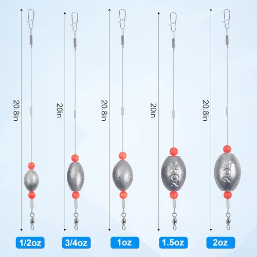 Miniatura 5 de Plataformas de pesaje de plomo de pesca de huevos, 4/8 piezas, plataforma de platija de agua salada, líder de alambre de pesca de acero inoxidable